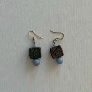 Elegant Blue and Brown Earrings